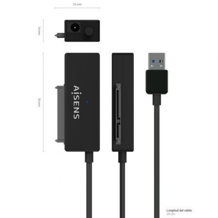 Aisens Adaptador ASE-35A01B SATA a USB-A para Discos Duros 2.5 y 3.5 con Alimentador